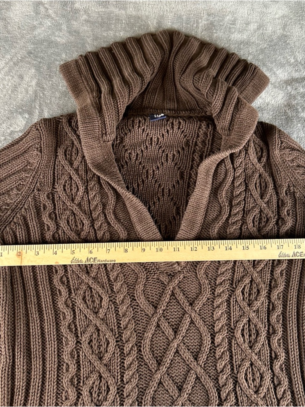 VTG Gap Cable Knit Sweater Womens Large Brown Y2K Cotton Blend Sailor Collar - Picture 6 of 10